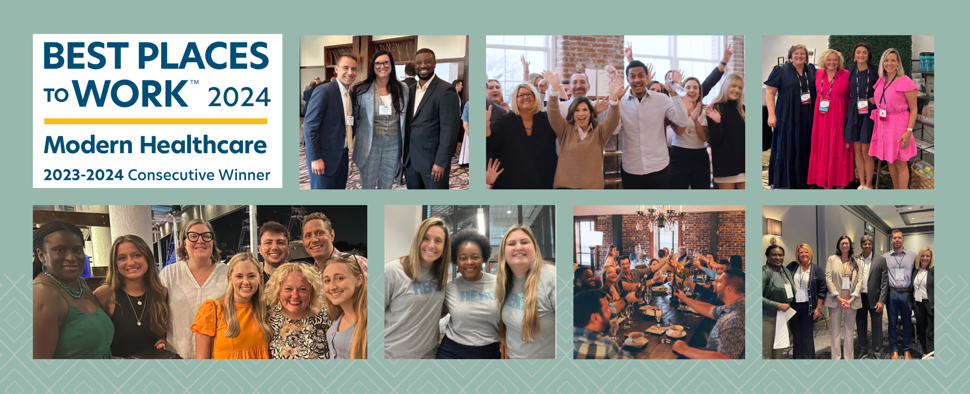 Employee satisfaction lands Floyd Lee Locums to Modern Healthcare's Best Places to Work List for 2024. Image is a compilation of team photos.